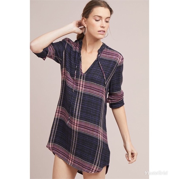 Cloth & Stone Versify Plaid Tunic Dress Top XS - Picture 3 of 10